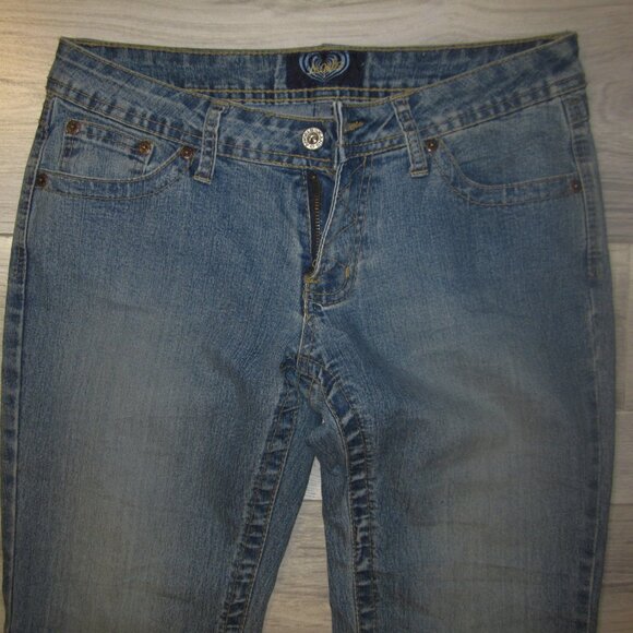 Angels Low Waist Wide Legged Y2K Embroidered Pocket Jeans - Picture 13 of 14